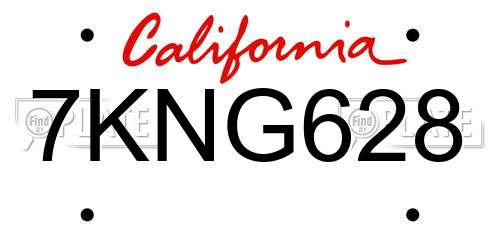 7KNG628 California License Plate