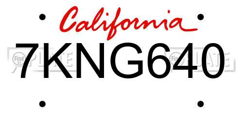 7KNG640 California License Plate