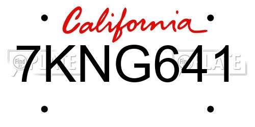 7KNG641 California License Plate