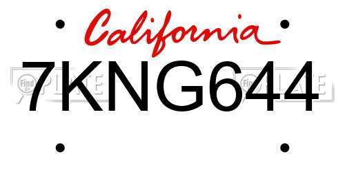 7KNG644 California License Plate