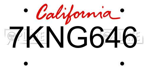 7KNG646 California License Plate