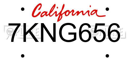 7KNG656 California License Plate