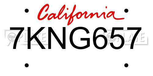 7KNG657 California License Plate