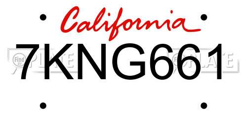 7KNG661 California License Plate