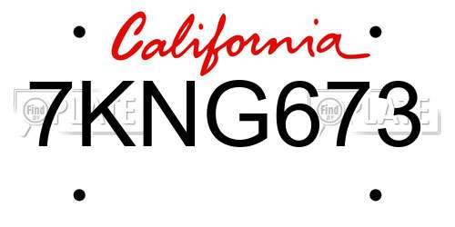 7KNG673 California License Plate