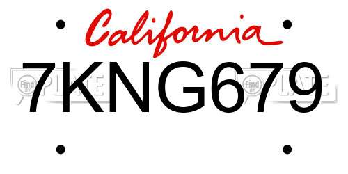 7KNG679 California License Plate