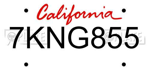 7KNG855 California License Plate
