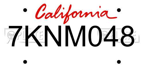 7KNM048 California License Plate