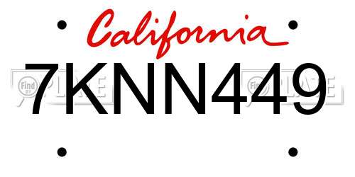 7KNN449 California License Plate