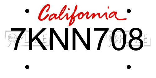 7KNN708 California License Plate