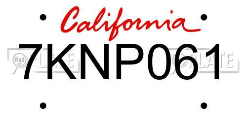 7KNP061 California License Plate