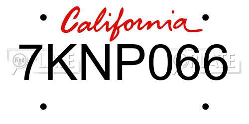 7KNP066 California License Plate