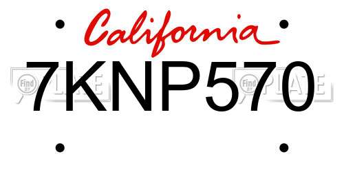 7KNP570 California License Plate