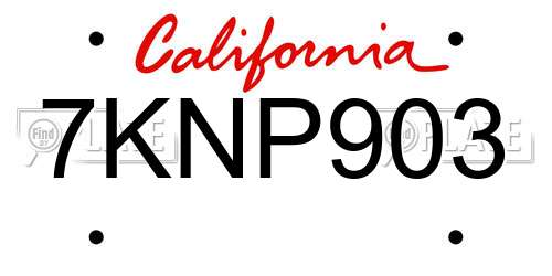 7KNP903 California License Plate