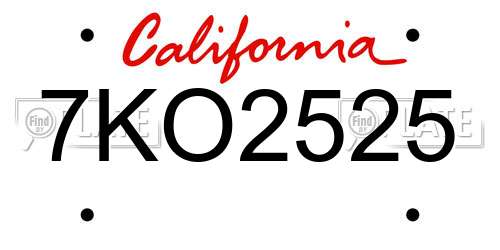 7KO2525 California License Plate