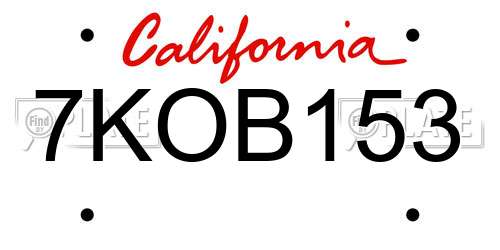 7KOB153 California License Plate