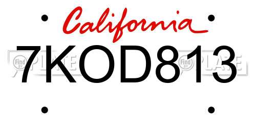 7KOD813 California License Plate