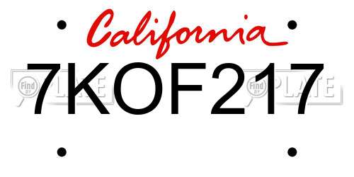 7KOF217 California License Plate