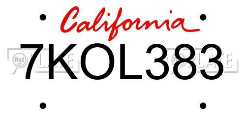 7KOL383 California License Plate