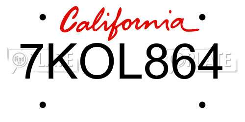 7KOL864 California License Plate