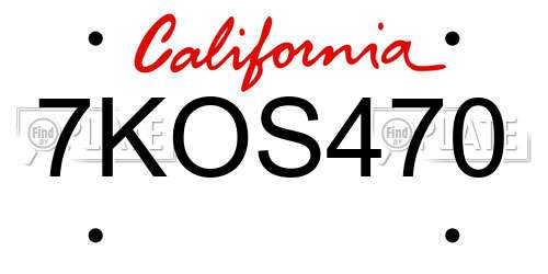7KOS470 California License Plate