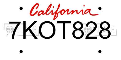 7KOT828 California License Plate