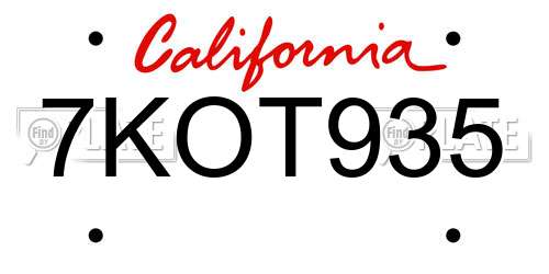 7KOT935 California License Plate