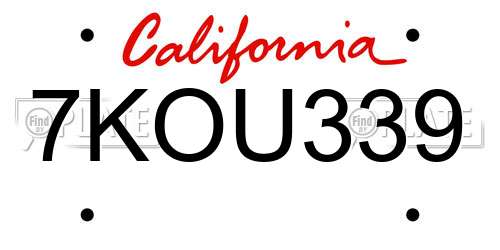 7KOU339 California License Plate