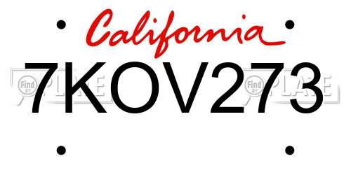 7KOV273 California License Plate