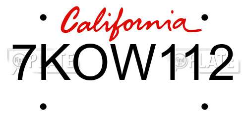 7KOW112 California License Plate