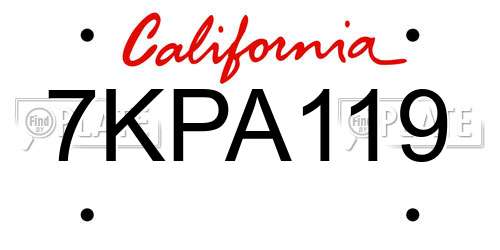 7KPA119 California License Plate