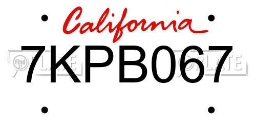 7KPB067 California License Plate