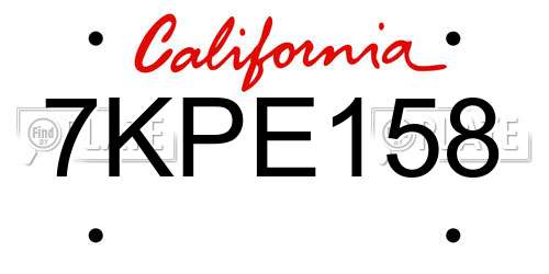 7KPE158 California License Plate