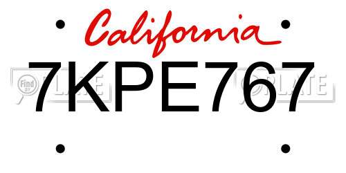 7KPE767 California License Plate