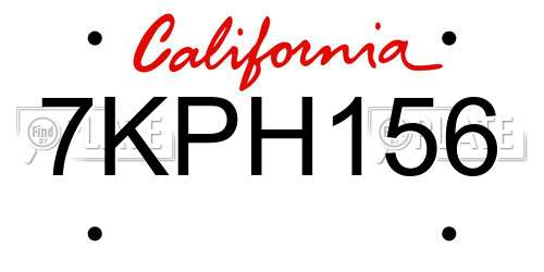 7KPH156 California License Plate