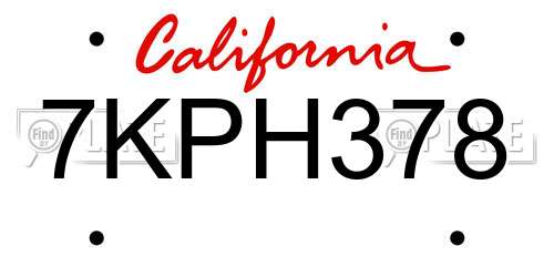 7KPH378 California License Plate