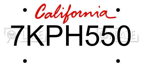7KPH550 California License Plate