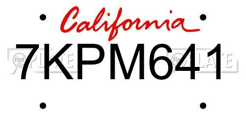 7KPM641 California License Plate