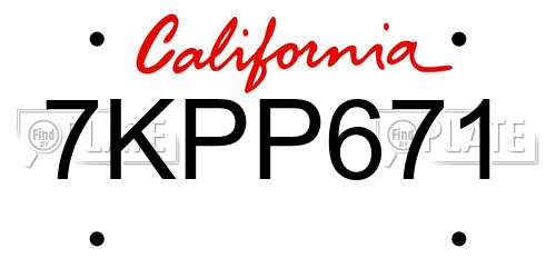 7KPP671 California License Plate