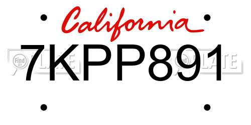 7KPP891 California License Plate