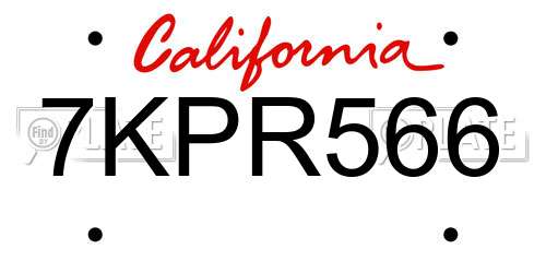 7KPR566 California License Plate