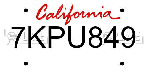 7KPU849 California License Plate