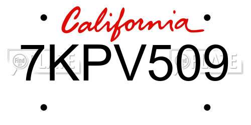 7KPV509 California License Plate