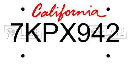 7KPX942 California License Plate