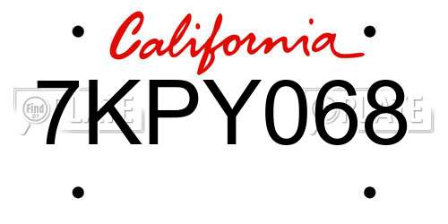 7KPY068 California License Plate