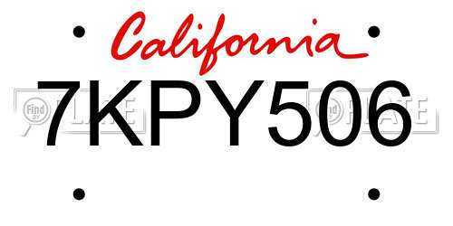 7KPY506 California License Plate