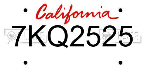 7KQ2525 California License Plate