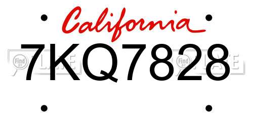 7KQ7828 California License Plate