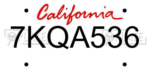 7KQA536 California License Plate