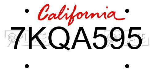 7KQA595 California License Plate